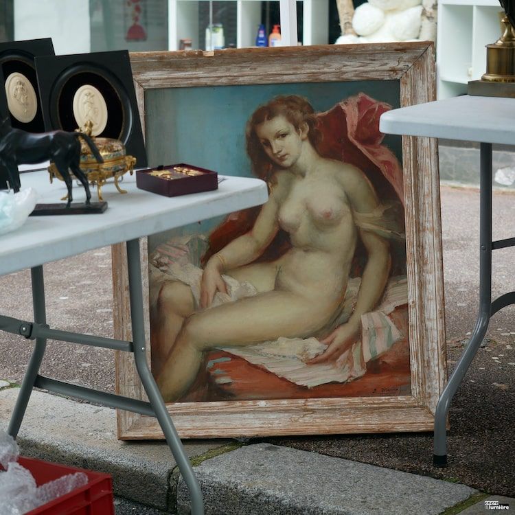 tableau femme nue, brocantes, vide-grenier, foire à tout - Photo : Antoine Fantin
